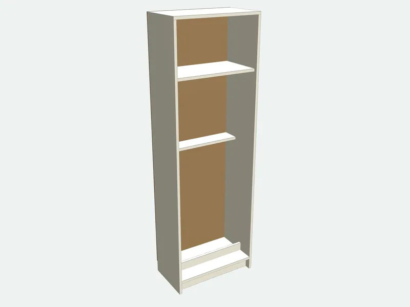 Gun cabinet with the doors removed, showing the inside